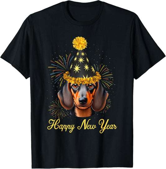Dachshund Dog Happy New Year 2025 New Year's Eve Party T-Shirt