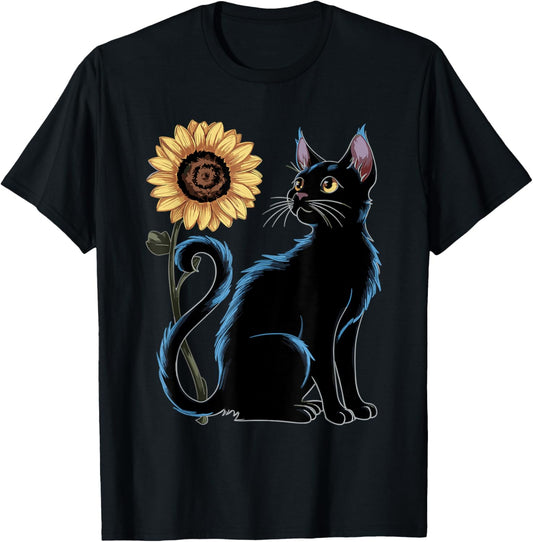 Cat Sunflower Lovers Cat T-Shirt