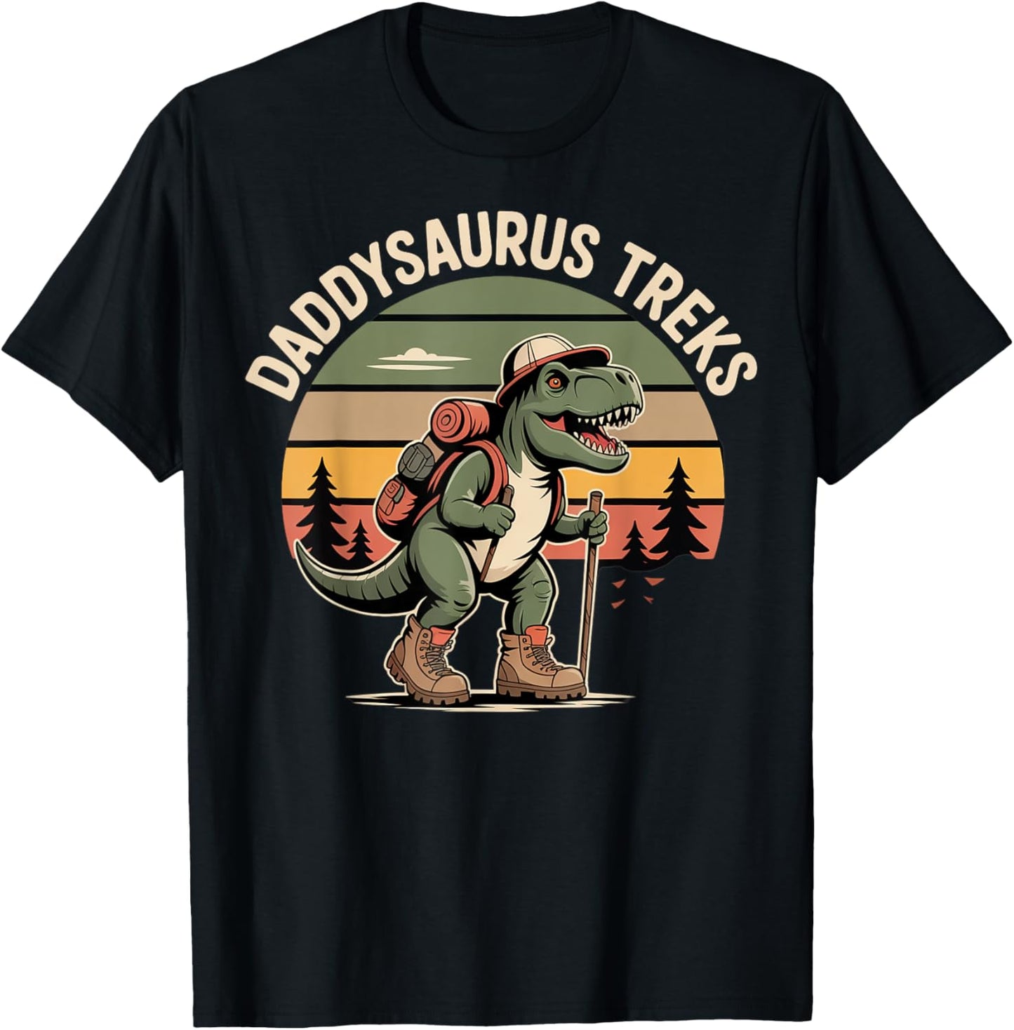 Funny Daddysaurus Treks - Hiking Dinosaur Dad T-Shirt