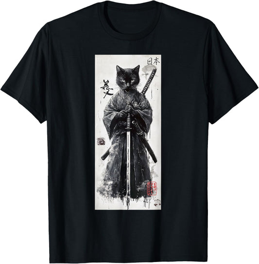 The Art of Print by MCMA - Samurai Cat Aesthetic - Japanese Streetwear Lofi Design T-Shirt