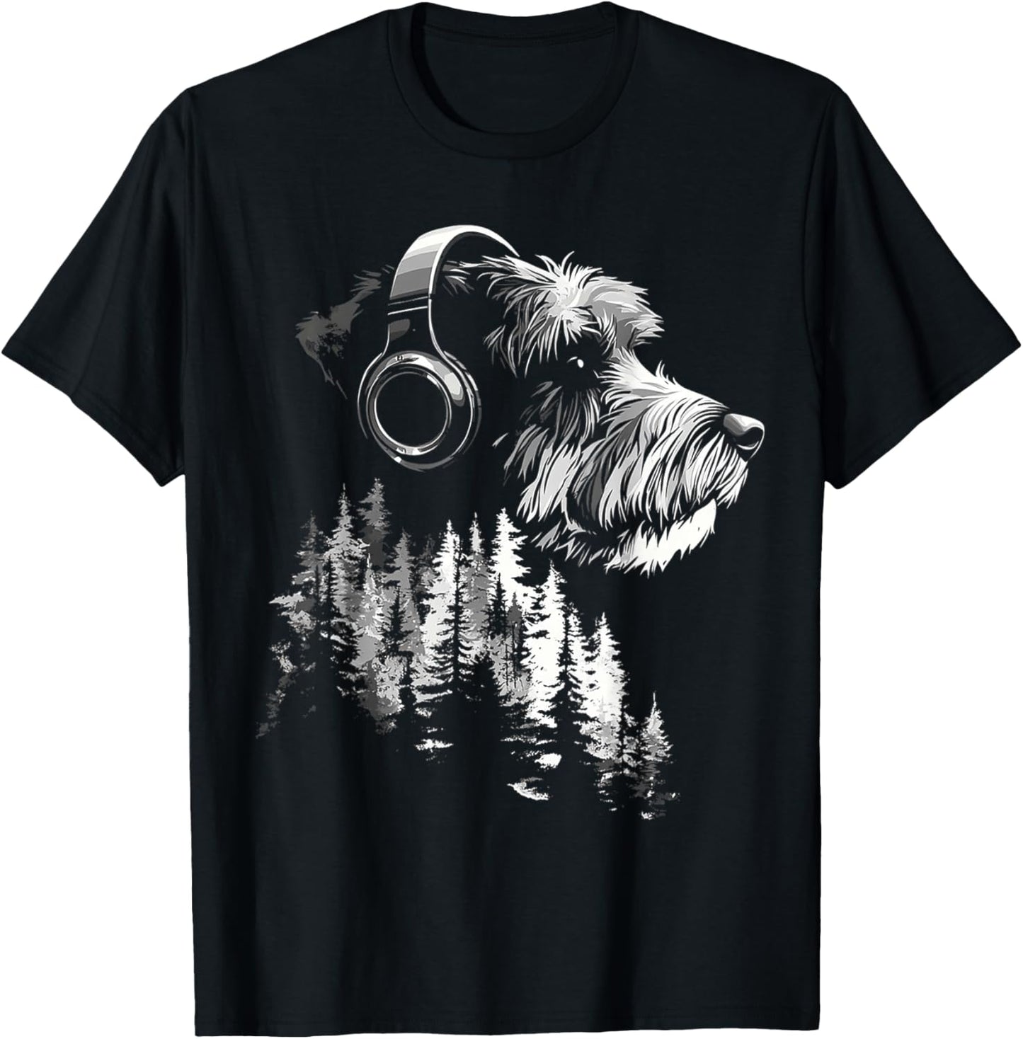 Schnauzer Dog Graphic Pet Artwork Music Headphone Schnauzer T-Shirt