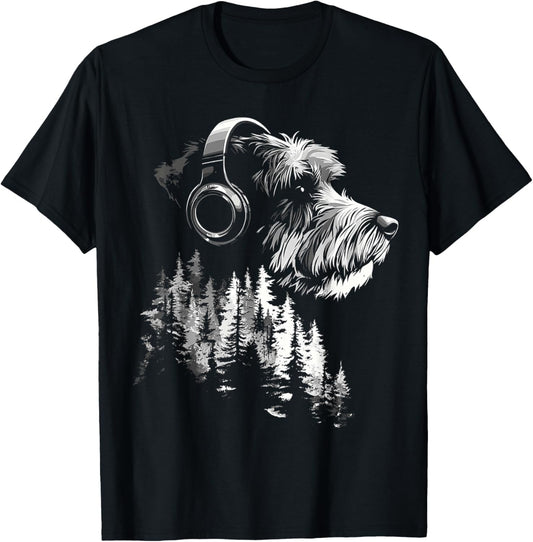 Schnauzer Dog Graphic Pet Artwork Music Headphone Schnauzer T-Shirt