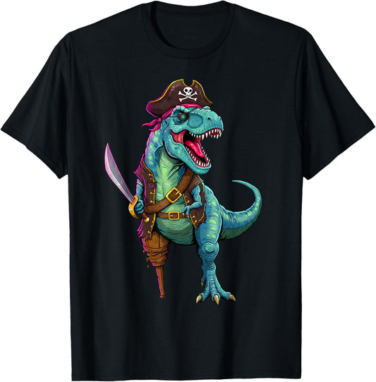 Pirate Dinosaur T Rex Funny Tyrannosaurus Halloween Costume T-Shirt