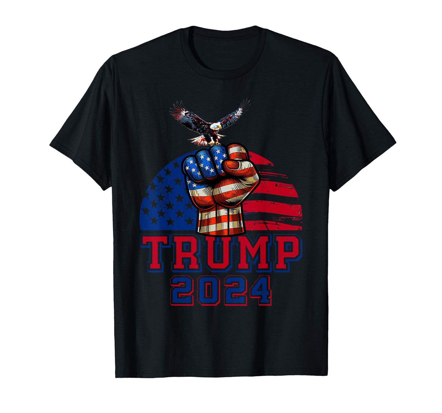 Trump 2024 Red White Blue Patriotic American Flag Eagle T-Shirt