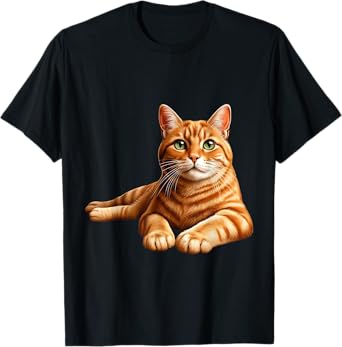 Realistic Orange Tabby Cat Cute Pet Portrait T-Shirt for Men Women Kids