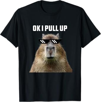 Ok I Pull Up Capybara tee T-Shirt, Black