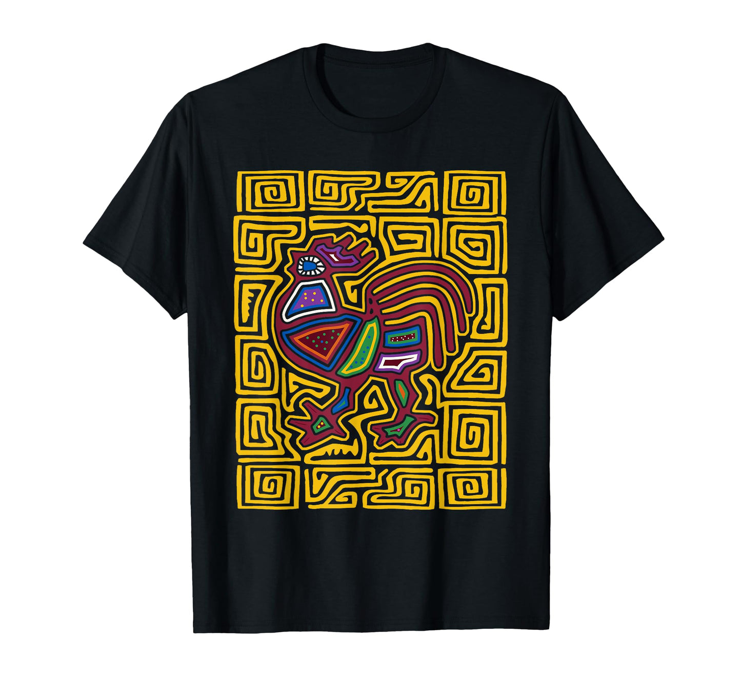 Rooster Mola Art by Panama Kuna Tribe Chicken T-Shirt