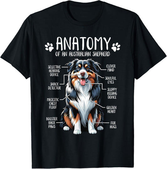 Funny Anatomy Australian Shepherd Dog Lover Aussie Owner T-Shirt