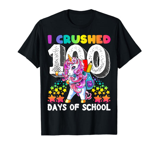 I Crushed 100 Days of School Flossing Unicorn Gift for Girls T-Shirt