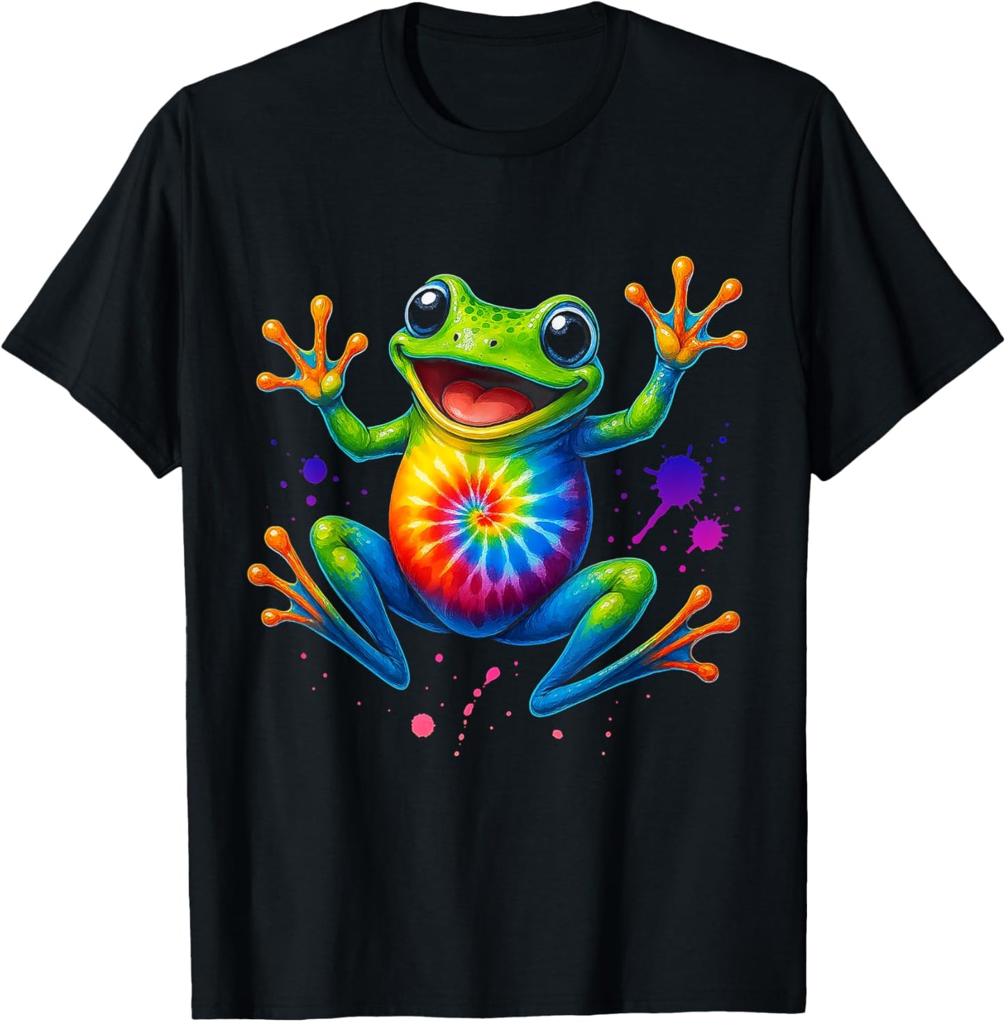 Colorful Tie Dye Frog Retro Peace Cute Style Gifts T-shirt