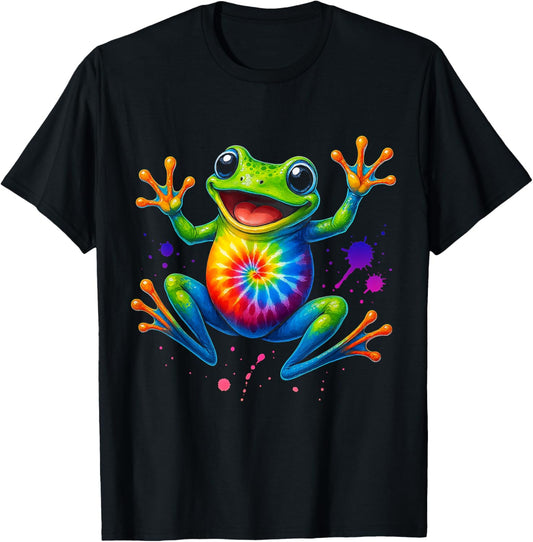 Colorful Tie Dye Frog Retro Peace Cute Style Gifts T-shirt