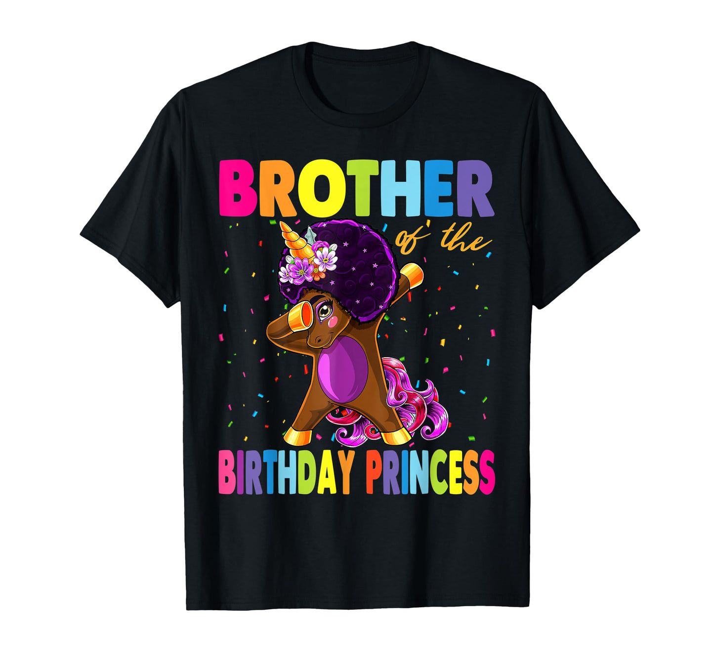 Dabbing Unicorn Afro Brother of the Birthday Princess T-Shirt