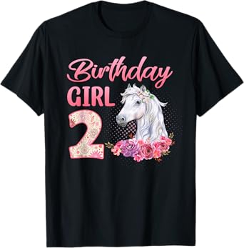 Horse Lovers 2nd Birthday Girl Cute 2 Year Old T-Shirt