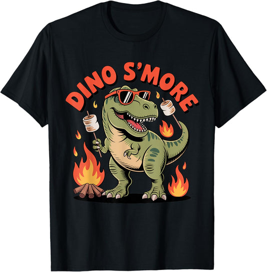 Dino S’mores Roasting Fun Dinosaur Camping Vibes T-Shirt