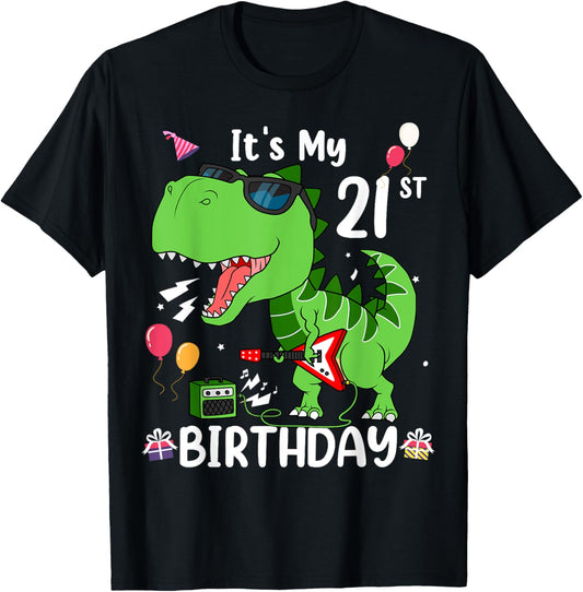 Kids It's My 21st Birthday T-Rex 21 Year old Birthday Shirts T-Shirt