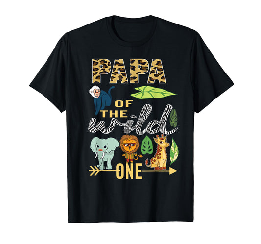 Papa Of The Wild One Zoo 1st Birthday Safari Jungle Animal T-Shirt