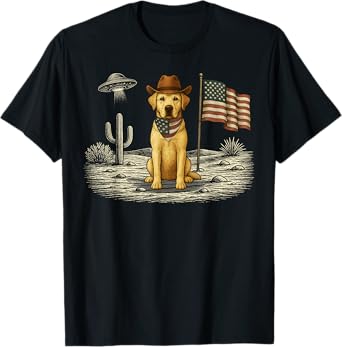 Labrador 4th of July US American Flag Yellow Lab Dog T-Shirt