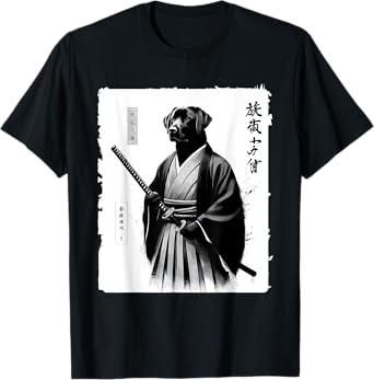 Labrador Retriever Samurai Kasa Anime Style Japanese T-Shirt
