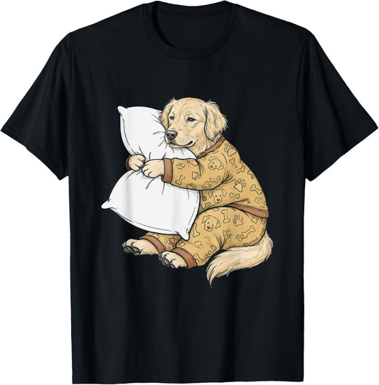Funny Sleepy Golden Retriever Pajama For Men Women Kids T-Shirt