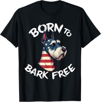 Funny Schnauzer Dog Vintage Schnauzer American Flag T-Shirt