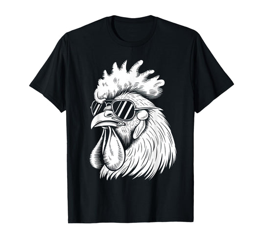 Funny Chicken With Sunglasses Chicken Farm Poultry Lover T-Shirt