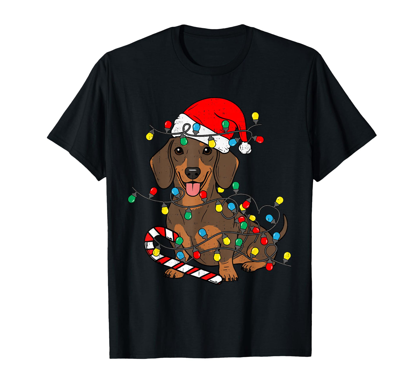 Dachshund Dog Christmas Lights Santa Xmas Pet Dog Lover T-Shirt