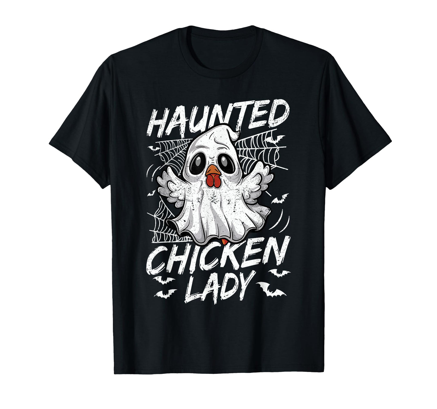 Halloween Chicken Ghost Haunted Chicken Lady Women T-Shirt