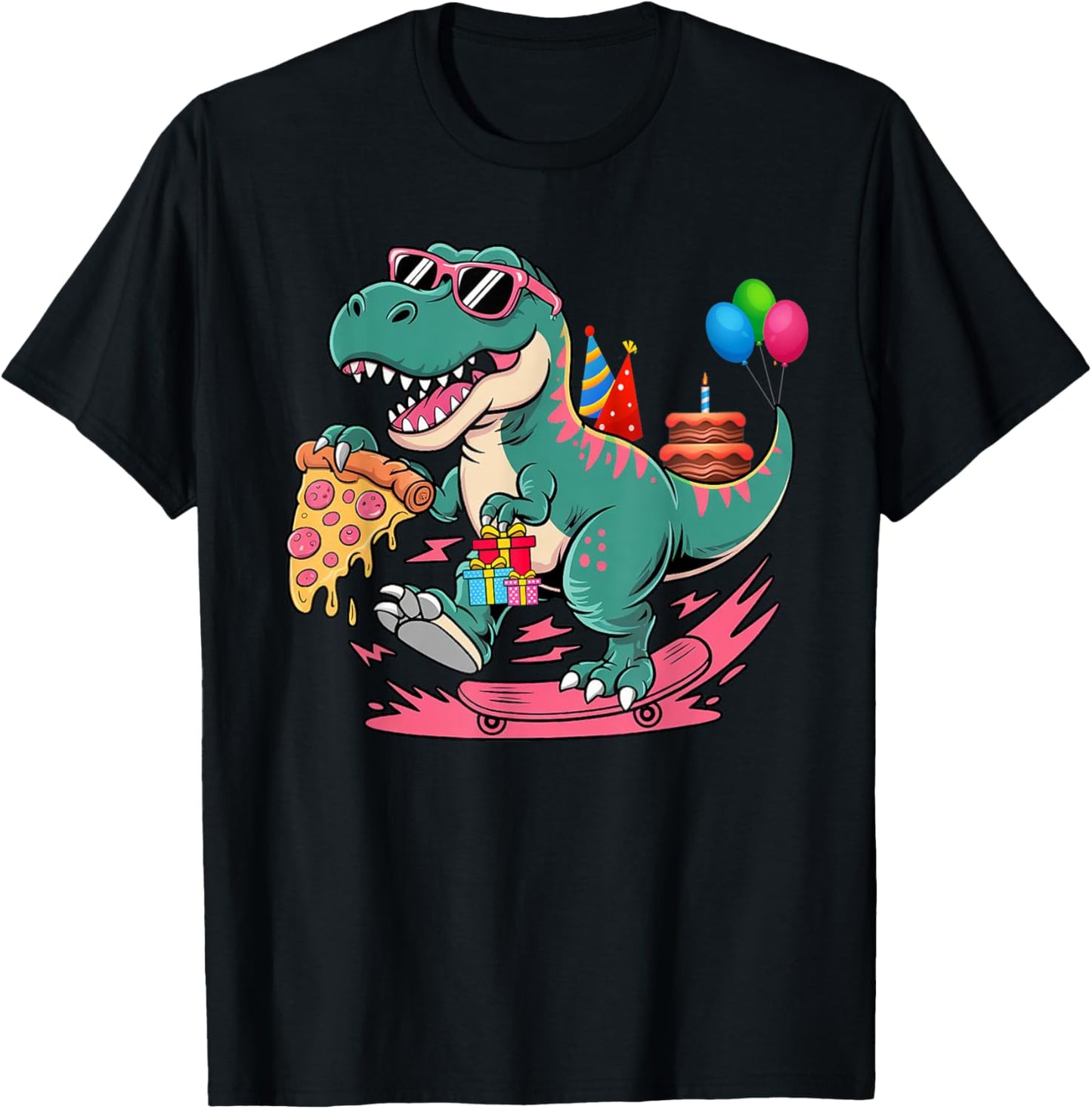 Dinosaur Birthday Party Cute Skater Dinosaur T-Shirt