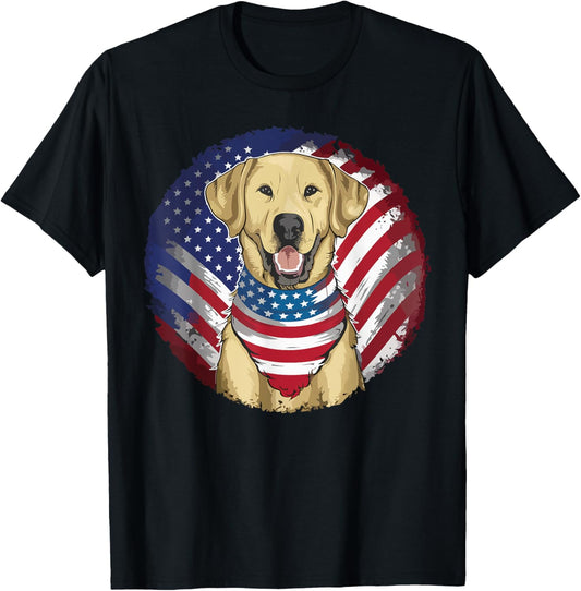 Yellow Labrador Labs Patriotic American Flag Dog 4th of July T-Shirt