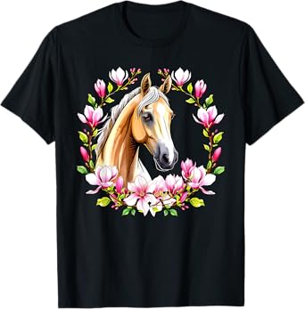 Palomino Horse, Magnolias, Horse Lovers, Blonde Horse Floral T-Shirt