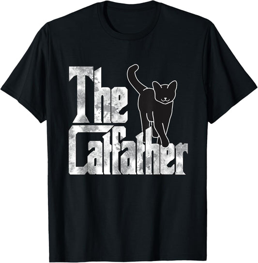 The Catfather Black Cat Father Mafia Whiskers Male Daddy T-Shirt