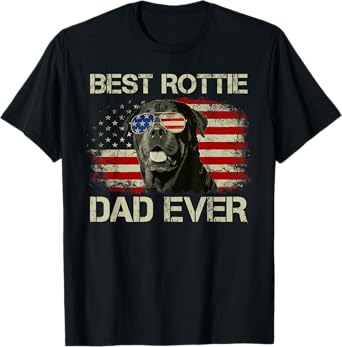 Best Rottie Dad Ever Tshirt Rottweiler American Flag Gift T-Shirt for Men