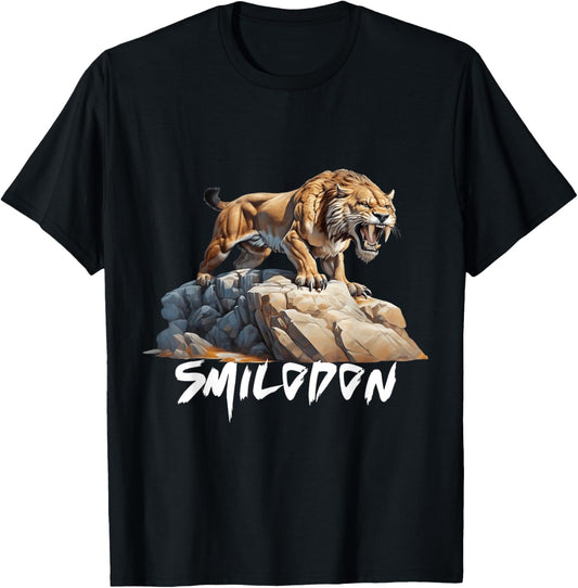 Smilodon Saber-Toothed Cat SaberTooth Tiger Design Men Women Kids T-Shirt