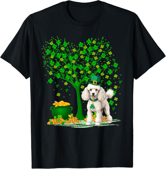 Shamrock Tree Leprechaun Hat Poodle Dog St Patrick's Day T-Shirt