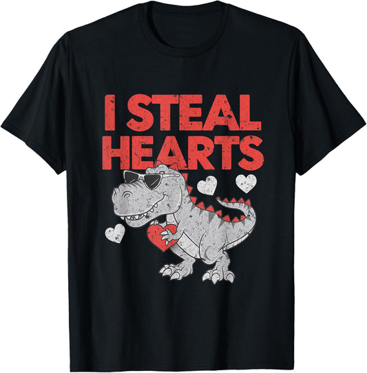 I Steal Hearts Trex Dino Toddler Valentines Day Baby Boy T-Shirt