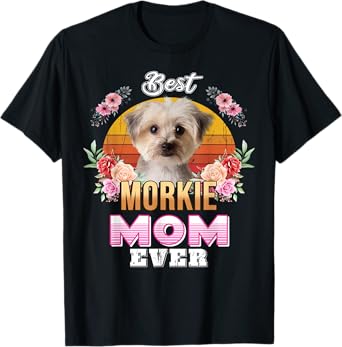 Vintage Best Morkie Mom Ever Mothers Day For Dog Mom Men Women Girls Kids T-Shirt