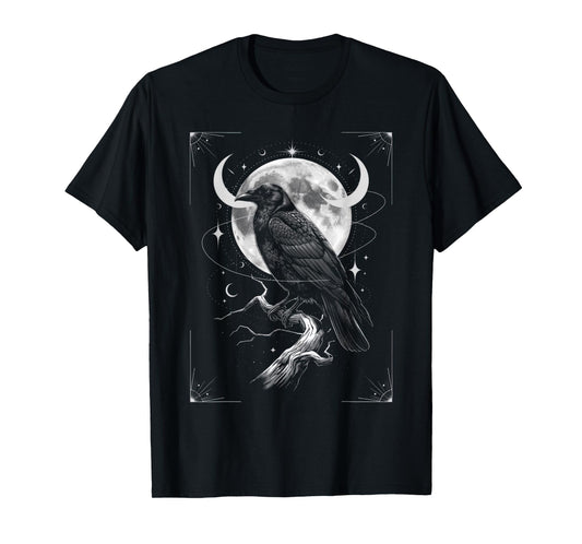 Raven Crow Dark Bird Witchcraft Omens Midnight T-Shirt
