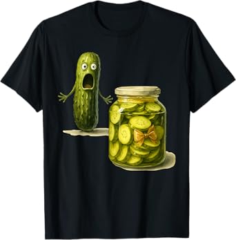 Funny Pickle Surprise A Cucumber And A Jar Of Sliced Pickles T-Shirt