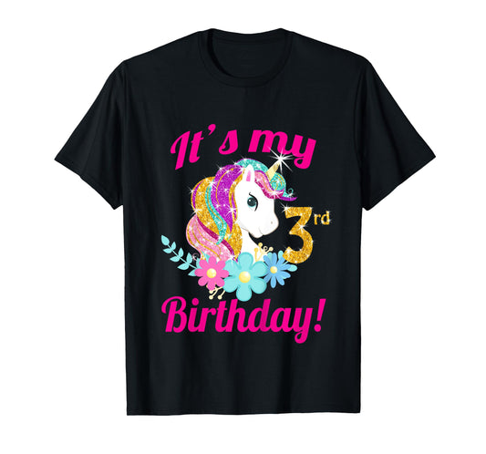 Its my 3rd birthday Unicorn Themed Party toddler girl outfit T-Shirt