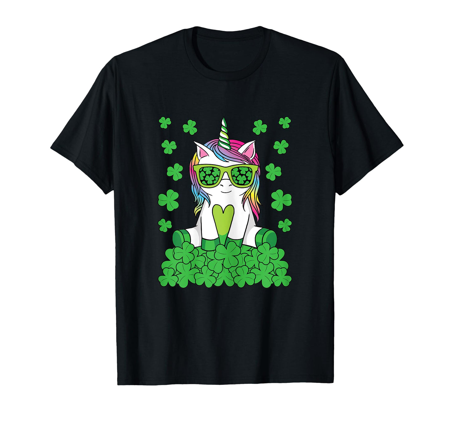 Cute St Patricks Day Unicorn Lepricorn Shamrock Girls Kids T-Shirt