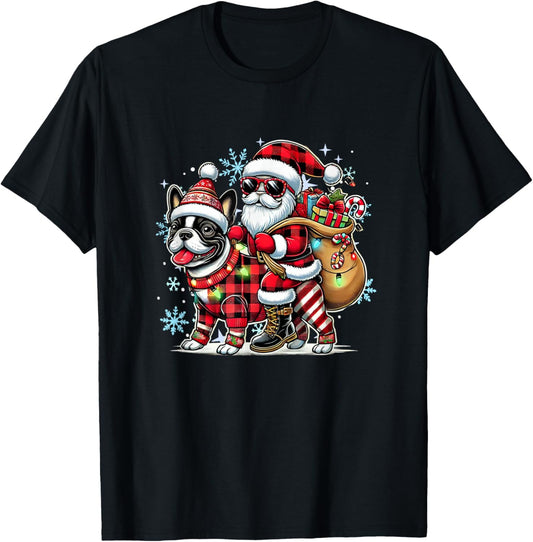 French Bulldog Christmas Buffalo Plaid Xmas Frenchie Lover T-Shirt