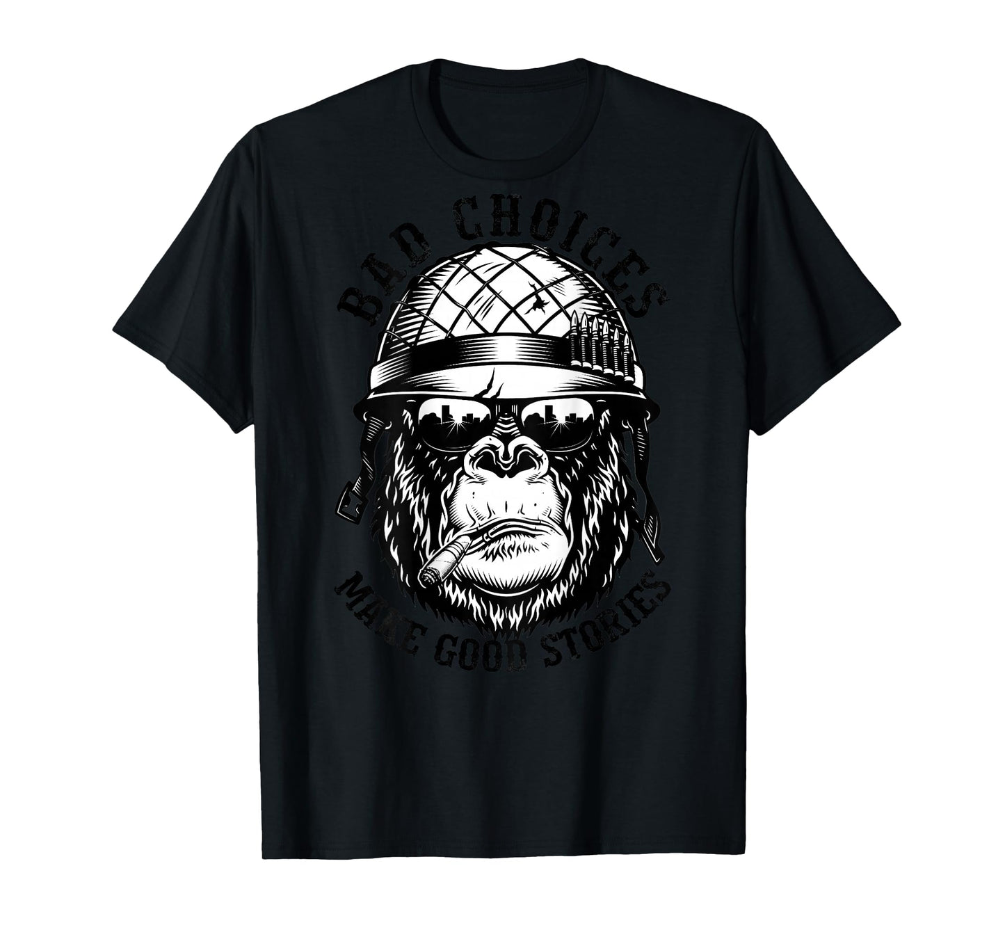 Funny Monkey Bad Choices Make Good Stories (On Back) T-Shirt