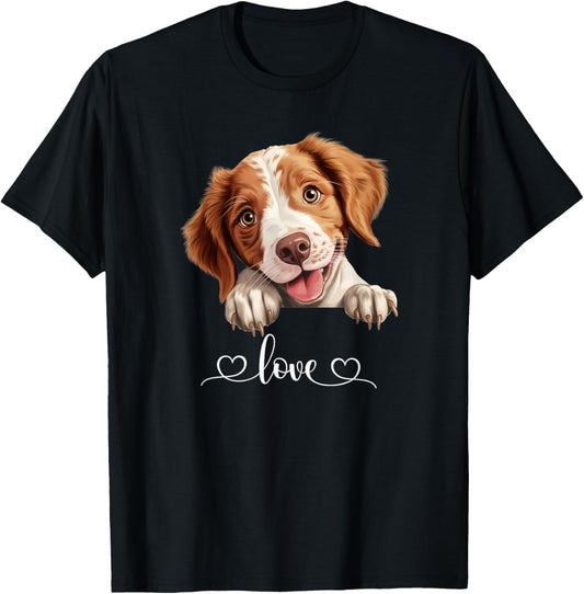 Cute Dog Graphic Love Puppy Brittany Dog T-Shirt