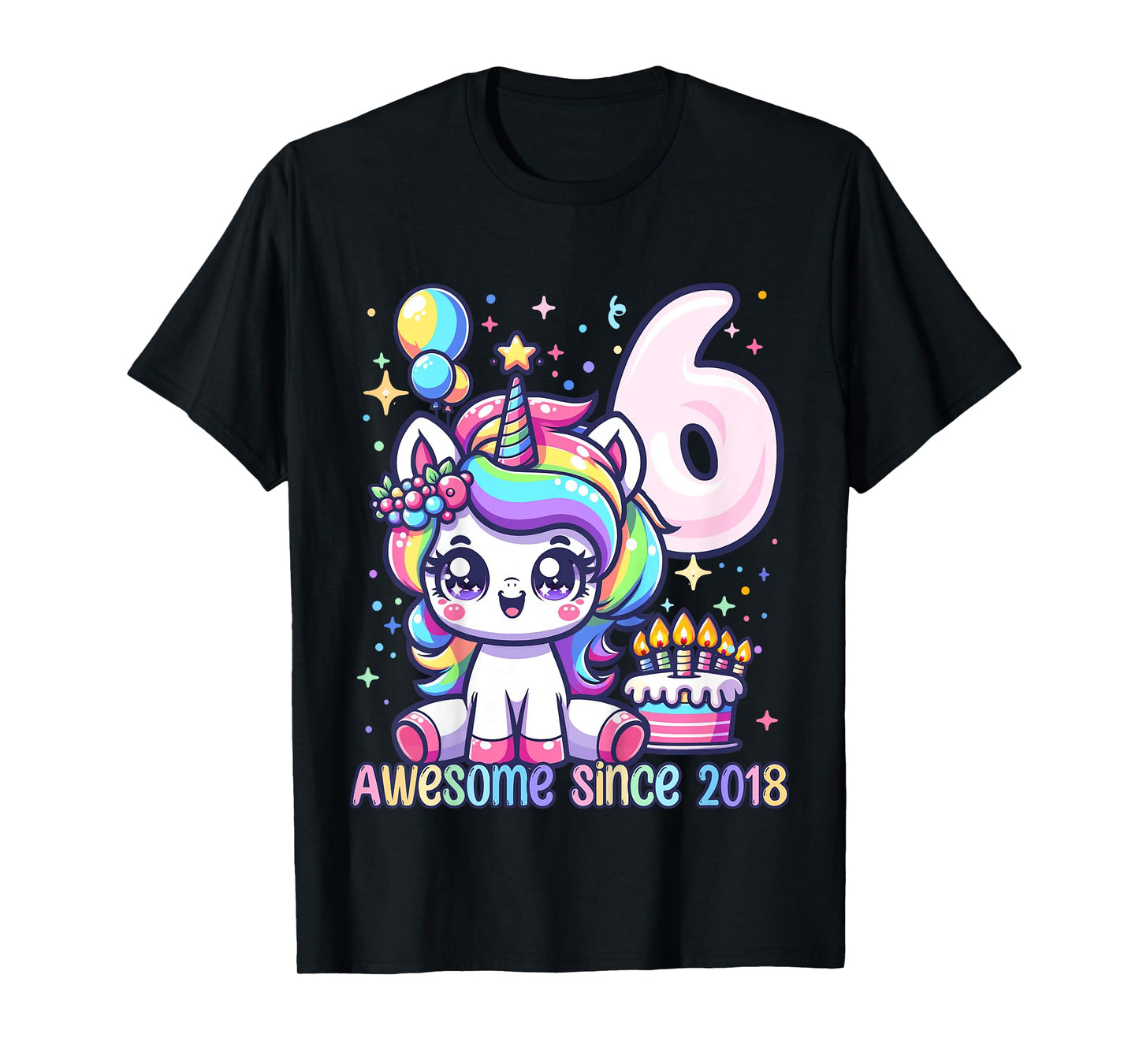 Kids Unicorn 6th Birthday 6 Year Old Unicorn Party Girls Outfit T-Shirt