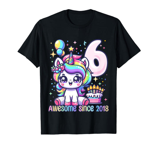 Kids Unicorn 6th Birthday 6 Year Old Unicorn Party Girls Outfit T-Shirt