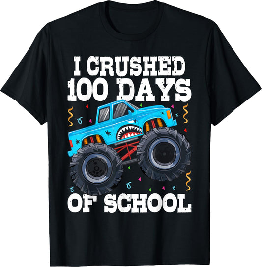 100 Days of School Shirt Monster Truck Boys Kids 100th Day T-Shirt