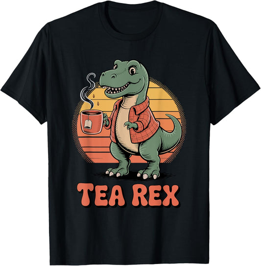 Tea Rex Funny Dinosaur Pun Slogan T-Shirt