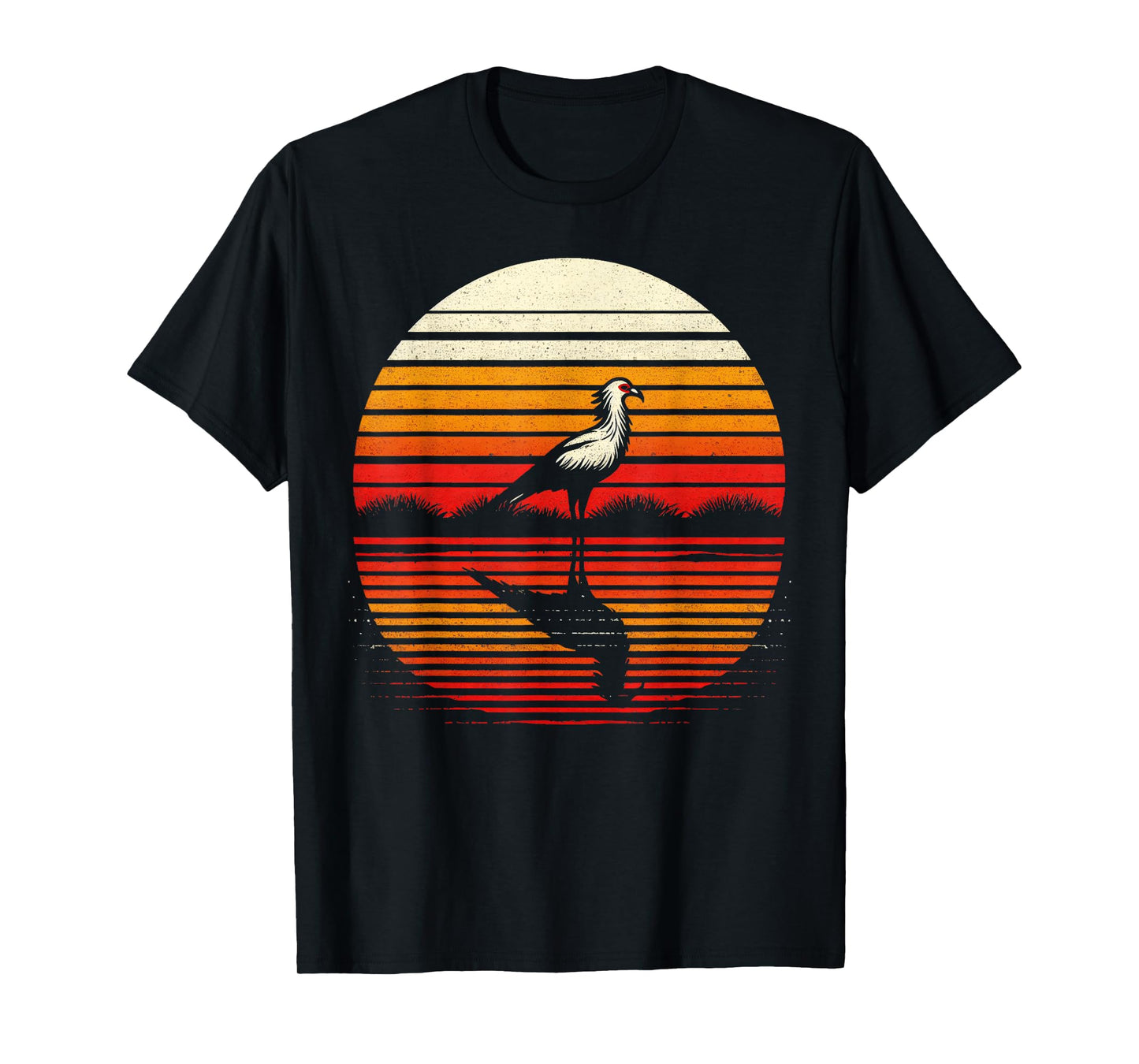 Secretary Bird Sunset Retro Style Safari Vintage 70s T-Shirt