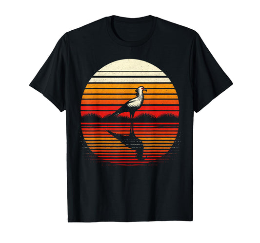Secretary Bird Sunset Retro Style Safari Vintage 70s T-Shirt