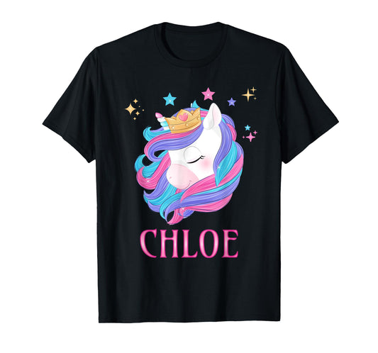 Unicorn Personalized Name CHLOE Unicorn Birthday T-Shirt